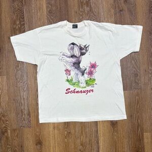 Vtg 90” Schnauzer Graphic Tee with Pink Accents